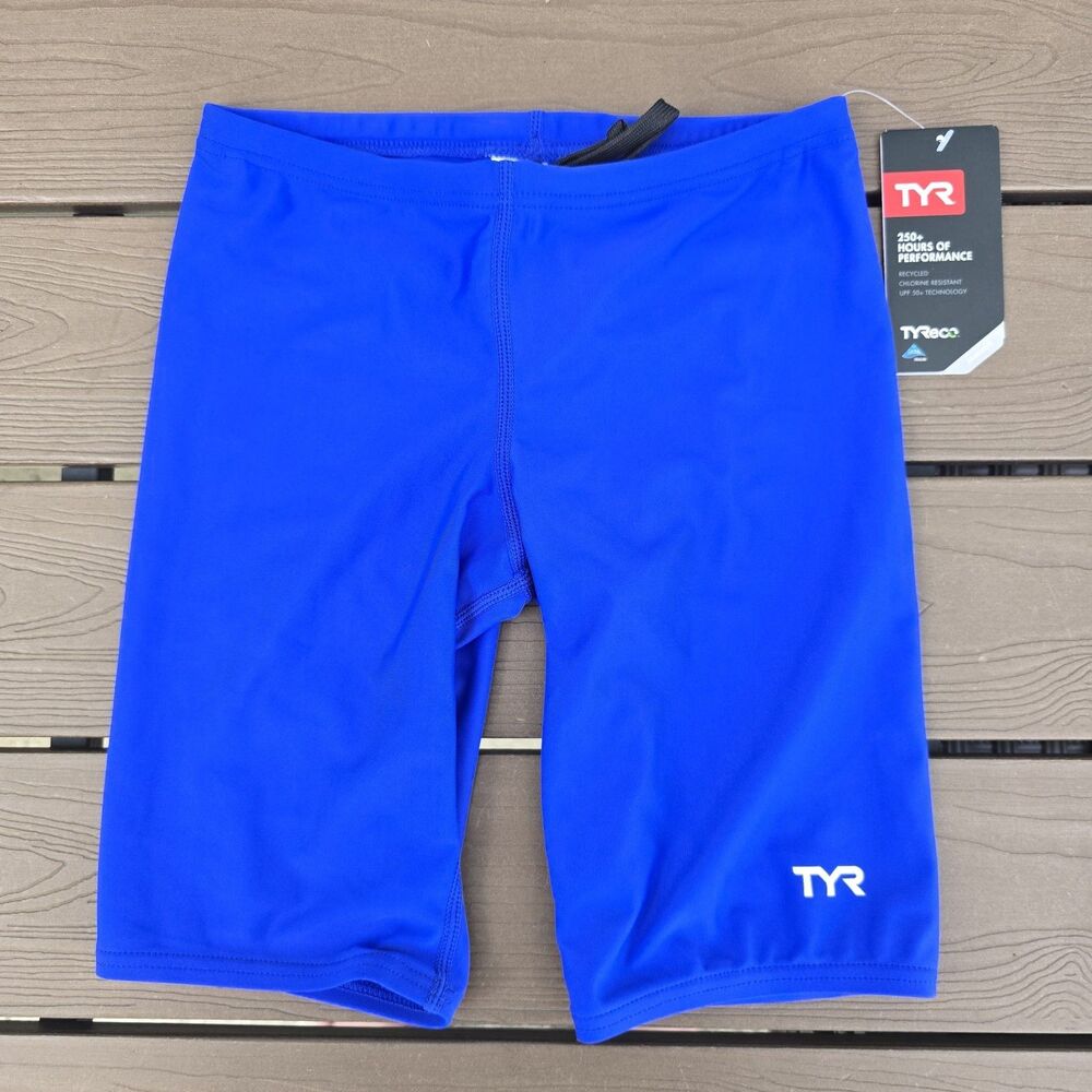 TYR Youth Boy's Tyreeco Nylon Solid Royal Blue Swim Jammer Sz 24 NEW